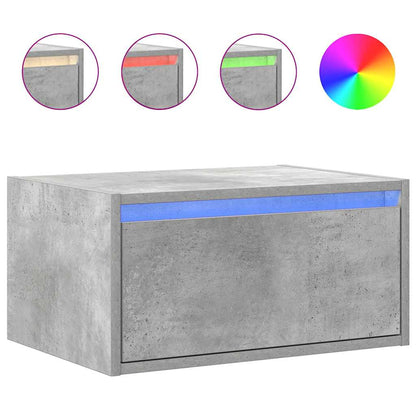 Wall-mounted Bedside Cabinets with LED 2 pcs Concrete Grey