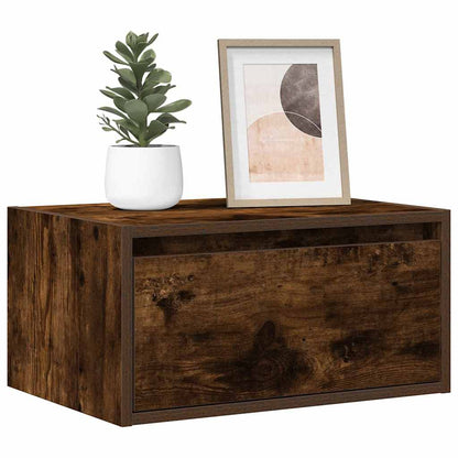Wall-mounted Bedside Cabinets with LED Lights 2 pcs Smoked Oak