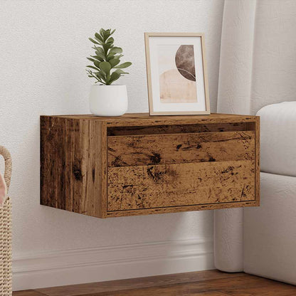 Wall-mounted Bedside Cabinet | Old wood | Engineered wood