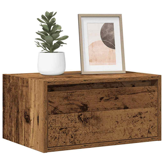 Wall-mounted Bedside Cabinet | Old wood | Engineered wood