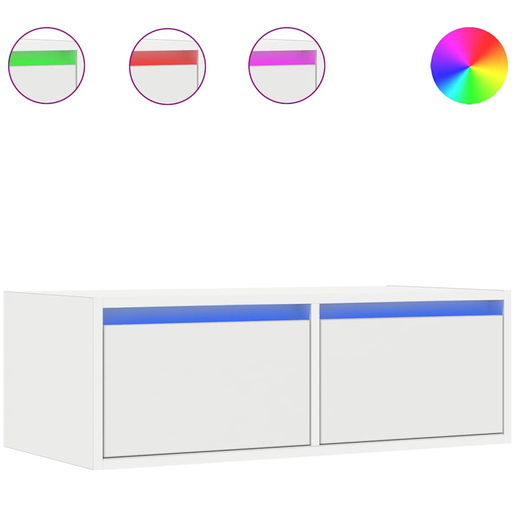 TV Cabinet with LED Lights White 75x35.5x25 cm