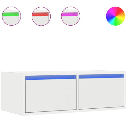 TV Cabinet with LED Lights White 75x35.5x25 cm