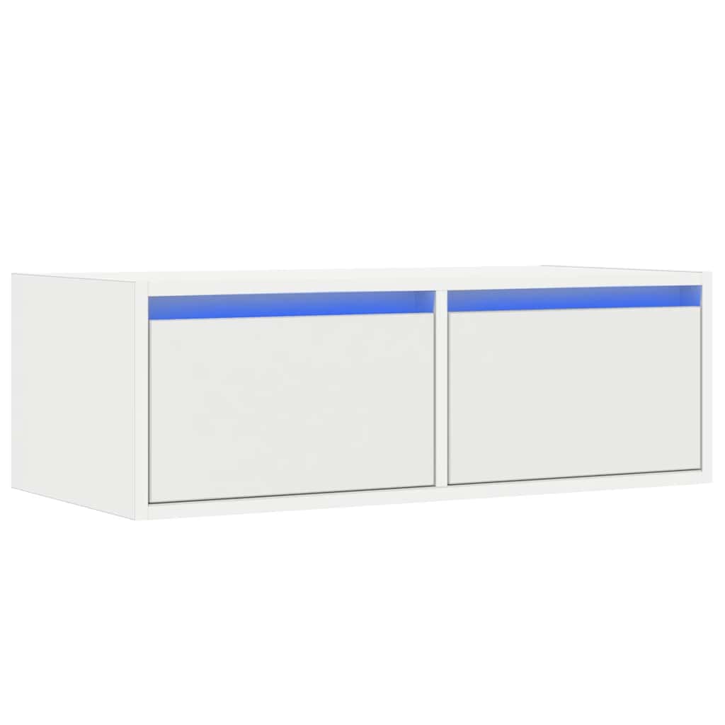 TV Cabinet with LED Lights White 75x35.5x25 cm