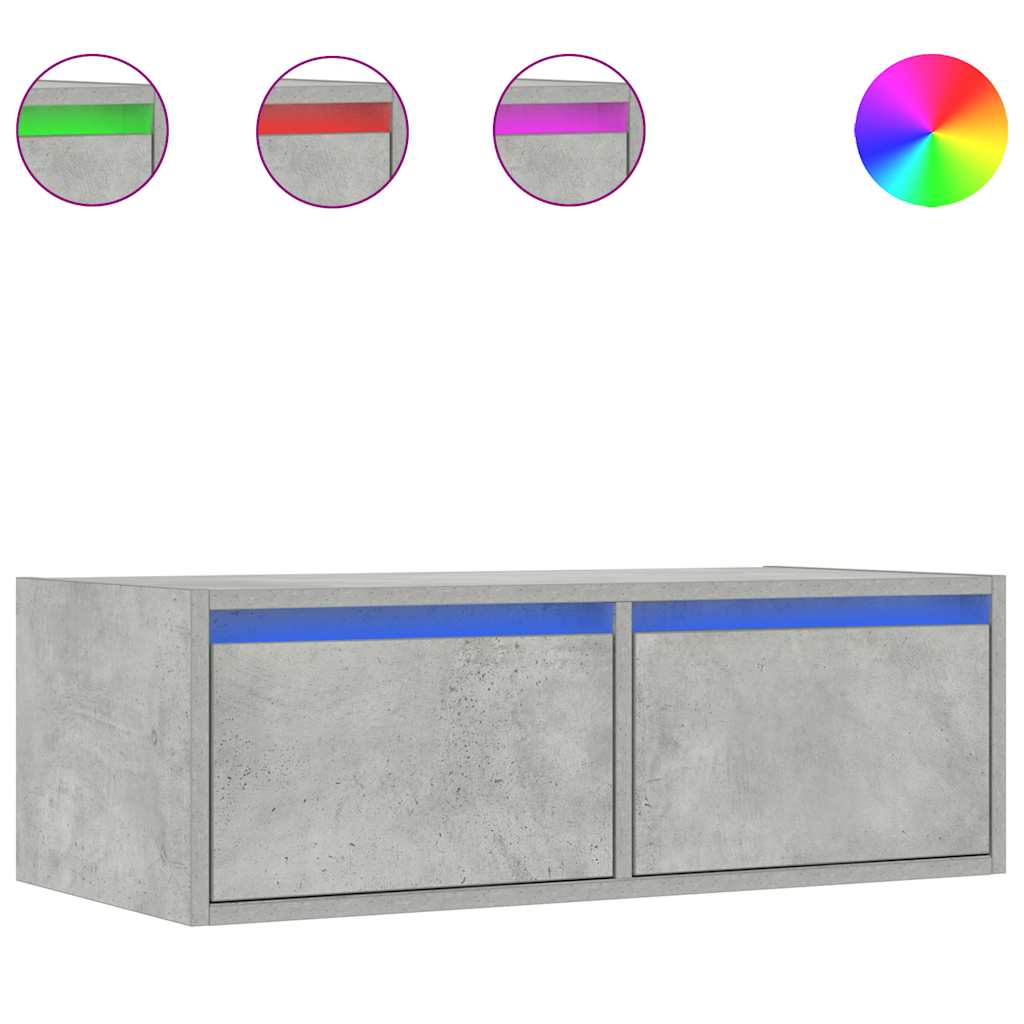 TV Cabinet with LED Lights Concrete Grey 75x35,5x25 cm