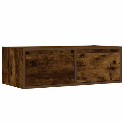 TV Cabinet with LED Lights Smoked Oak 75x35,5x25 cm