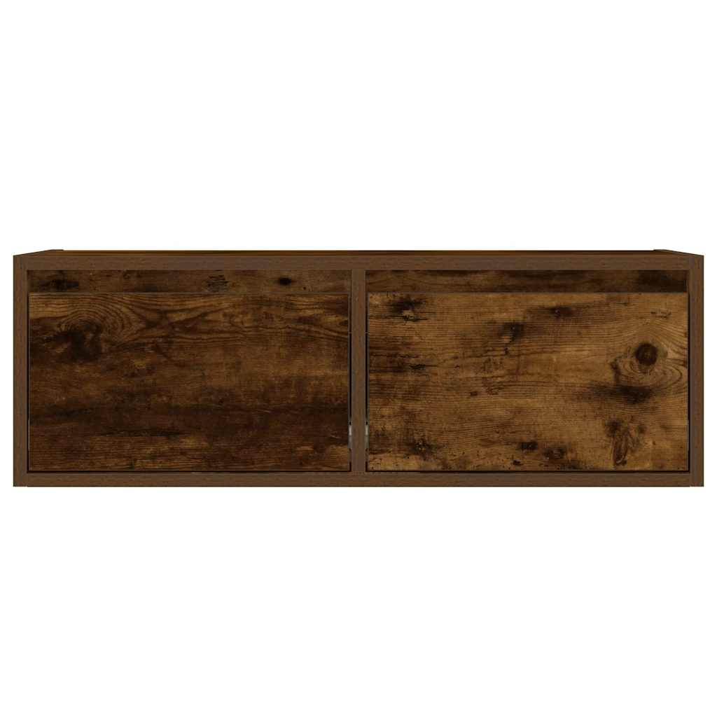 TV Cabinet with LED Lights Smoked Oak 75x35,5x25 cm