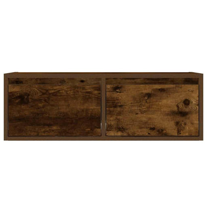 TV Cabinet with LED Lights Smoked Oak 75x35,5x25 cm