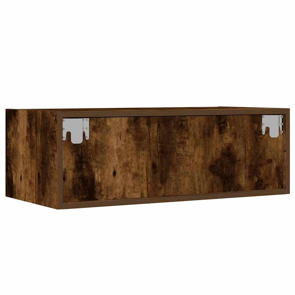 TV Cabinet with LED Lights Smoked Oak 75x35,5x25 cm