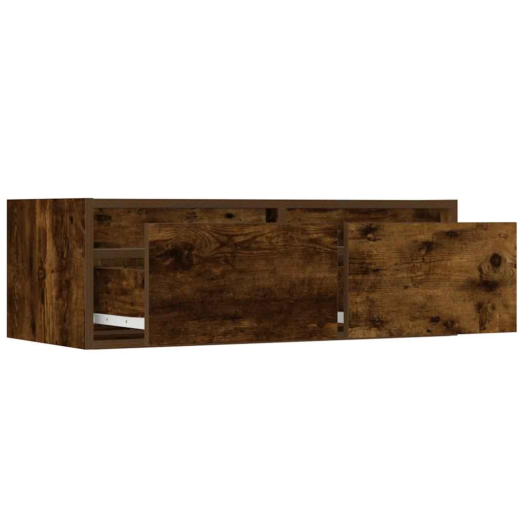 TV Cabinet with LED Lights Smoked Oak 75x35,5x25 cm