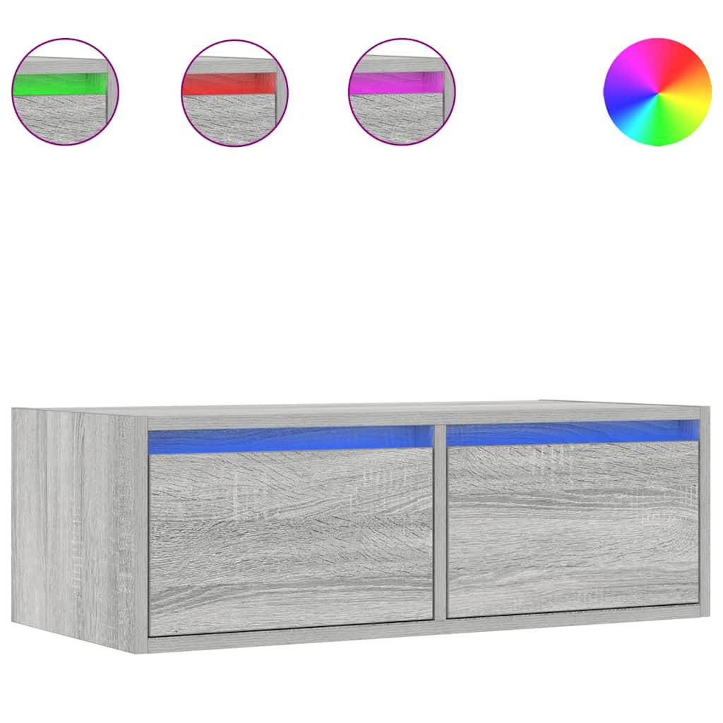 TV Cabinet with LED Lights Grey Sonoma 75x35,5x25 cm