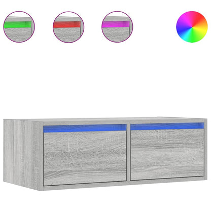 TV Cabinet with LED Lights Grey Sonoma 75x35,5x25 cm