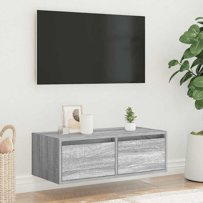 TV Cabinet with LED Lights Grey Sonoma 75x35,5x25 cm