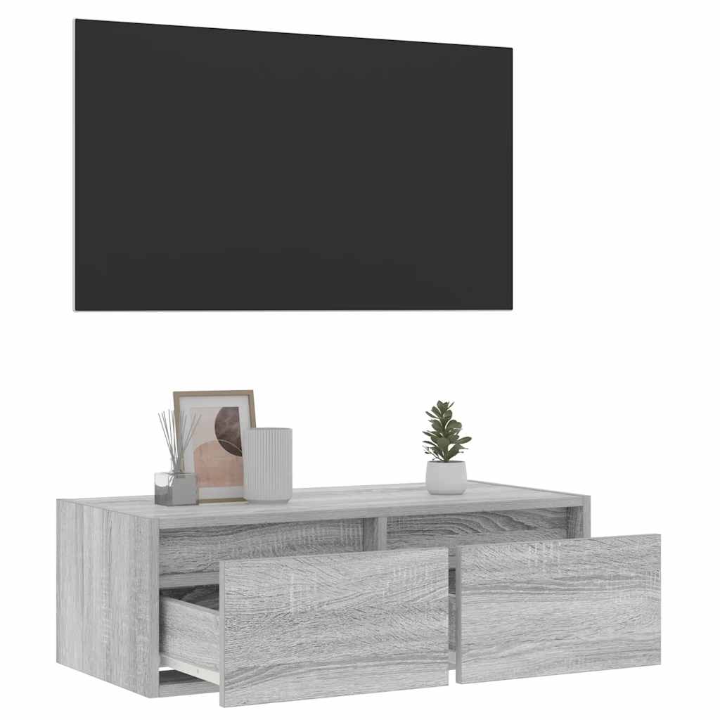 TV Cabinet with LED Lights Grey Sonoma 75x35.5x25 cm