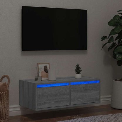 TV Cabinet with LED Lights Grey Sonoma 75x35,5x25 cm