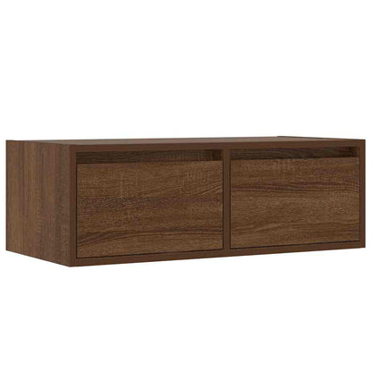 TV Cabinet with LED Lights Brown Oak 75x35,5x25 cm