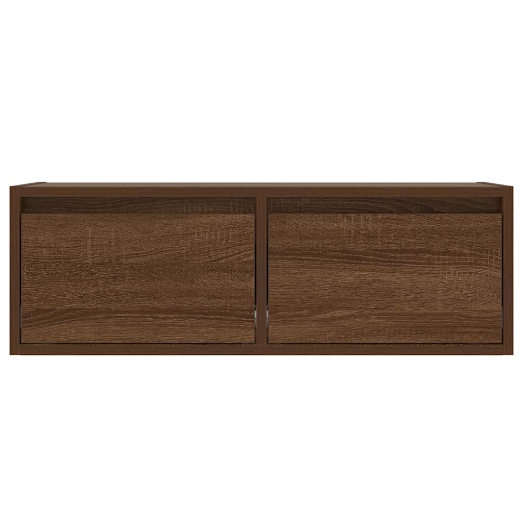 TV Cabinet with LED Lights Brown Oak 75x35,5x25 cm