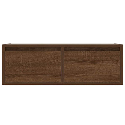 TV Cabinet with LED Lights Brown Oak 75x35,5x25 cm