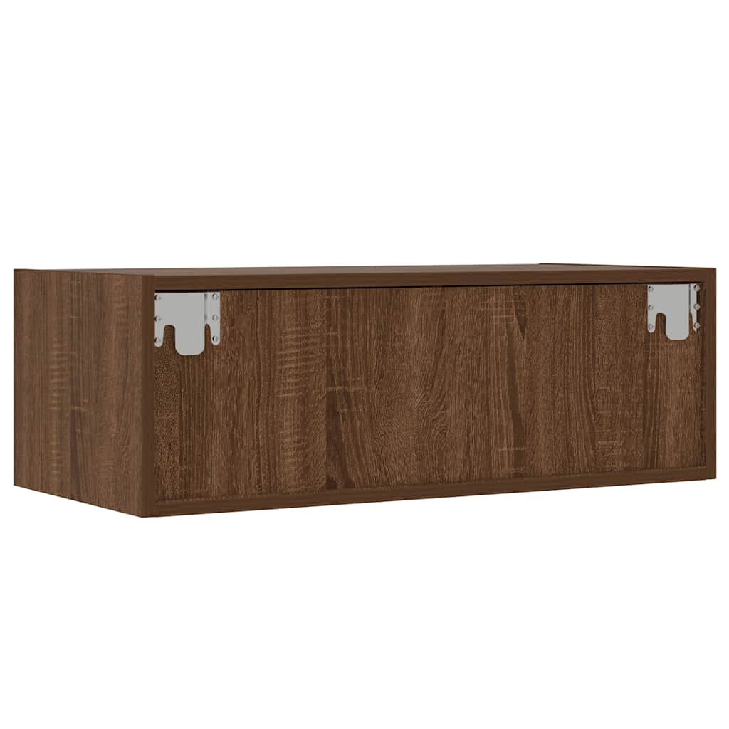 TV Cabinet with LED Lights Brown Oak 75x35,5x25 cm