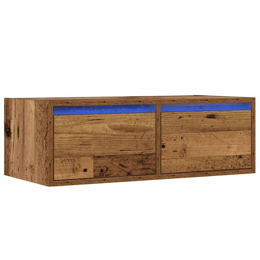 TV Cabinet with LED Lights Old Wood 75x35,5x25 cm