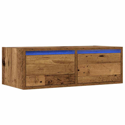 TV Cabinet with LED Lights Old Wood 75x35,5x25 cm