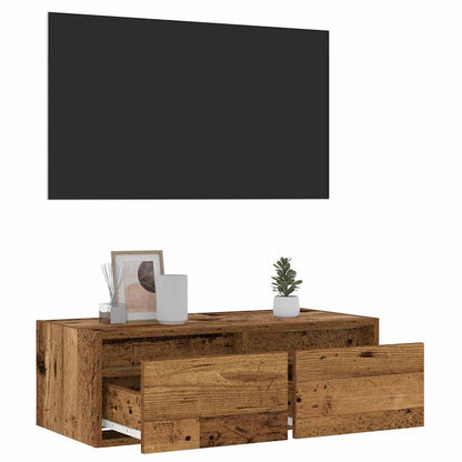 TV Cabinet with LED Lights Old Wood 75x35,5x25 cm