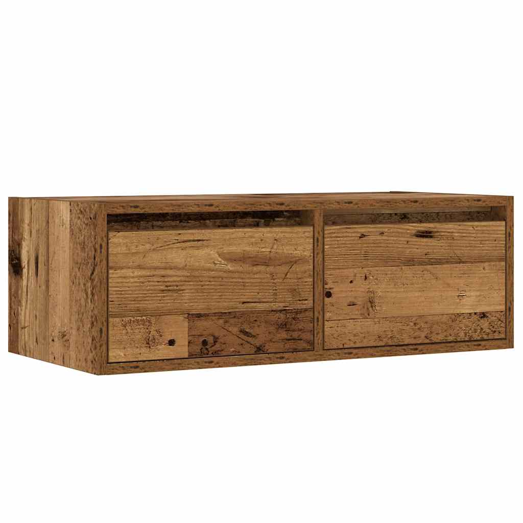 TV Cabinet with LED Lights Old Wood 75x35,5x25 cm
