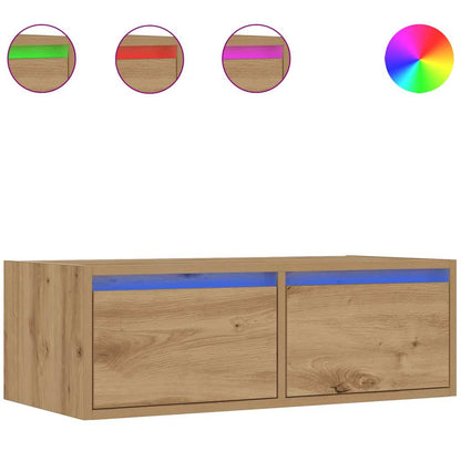 TV Cabinet with LED Lights Artisan Oak 75x35,5x25 cm