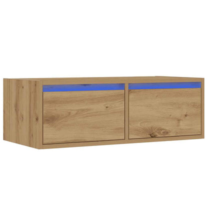 TV Cabinet with LED Lights Artisan Oak 75x35,5x25 cm