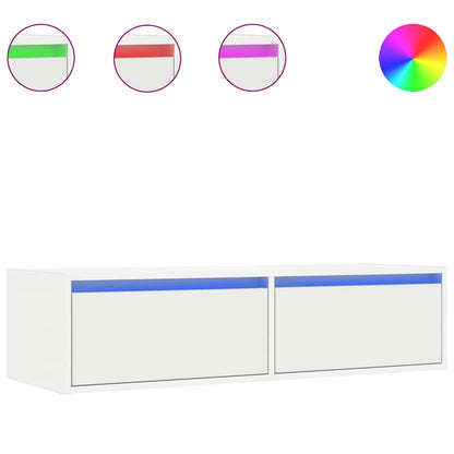 TV Cabinet with LED Lights White 100X35,5x25 cm