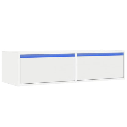 TV Cabinet with LED Lights White 100X35,5x25 cm