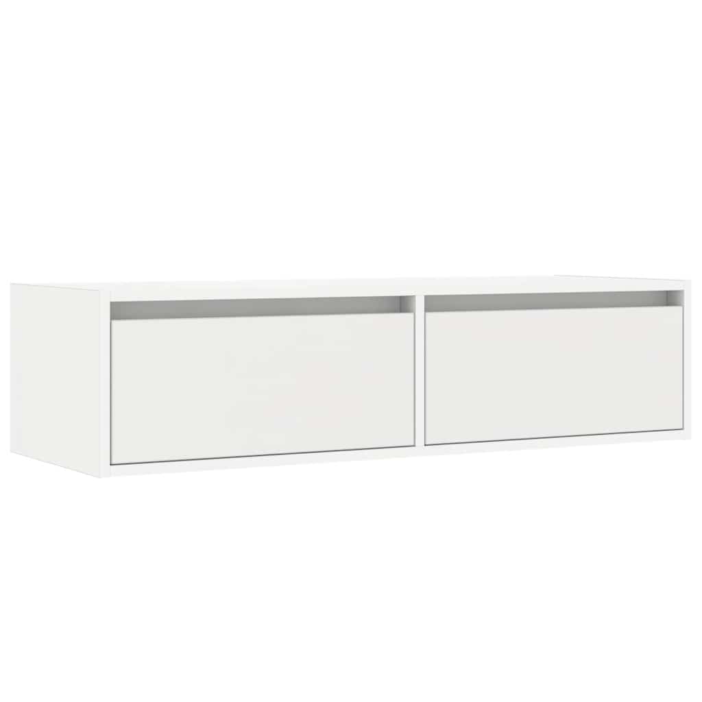 TV Cabinet with LED Lights White 100X35,5x25 cm