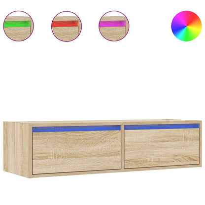 TV Cabinet with LED Lights Sonoma Oak 100X35,5x25 cm
