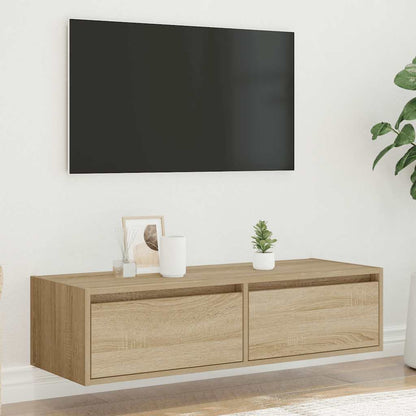 TV Cabinet with LED Lights Sonoma Oak 100X35,5x25 cm