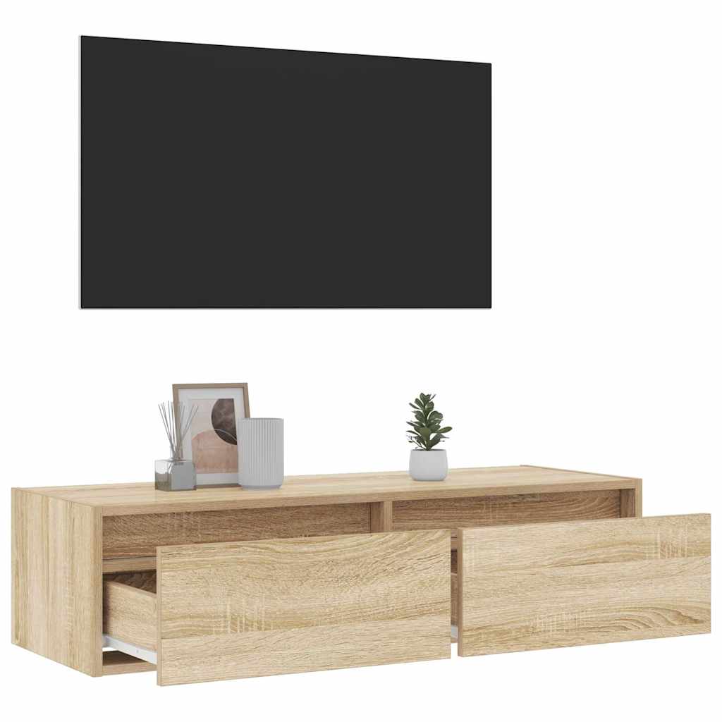 TV Cabinet with LED Lights Sonoma Oak 100X35,5x25 cm