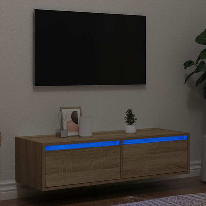 TV Cabinet with LED Lights Sonoma Oak 100X35,5x25 cm