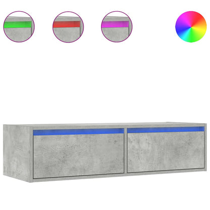 TV Cabinet with LED Lights Concrete Grey 100X35,5x25 cm