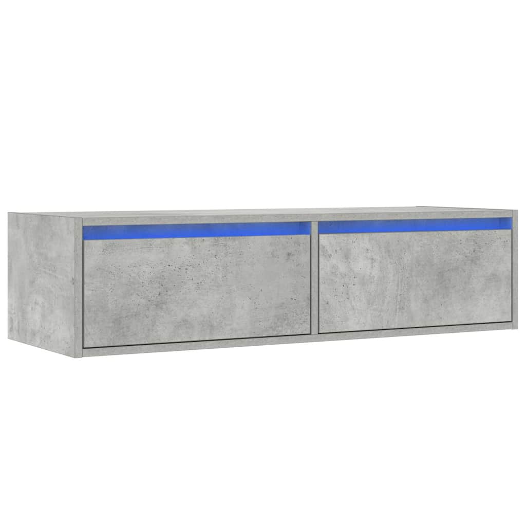 TV Cabinet with LED Lights Concrete Grey 100X35,5x25 cm