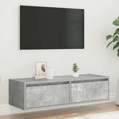 TV Cabinet with LED Lights Concrete Grey 100X35,5x25 cm