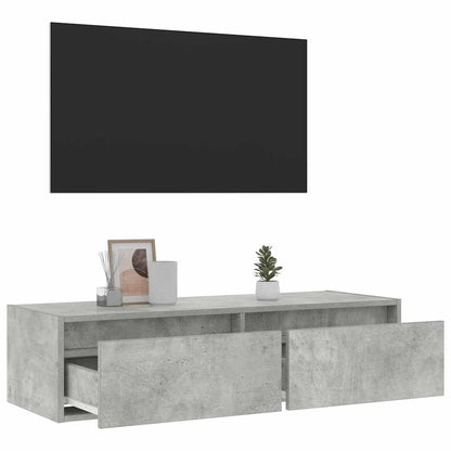 TV Cabinet with LED Lights Concrete Grey 100X35,5x25 cm