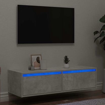 TV Cabinet with LED Lights Concrete Grey 100X35,5x25 cm