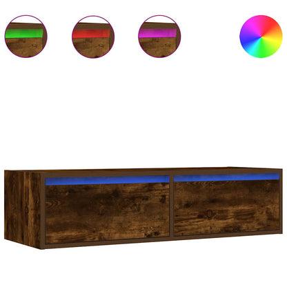 TV Cabinet with LED Lights Smoked Oak 100X35,5x25 cm