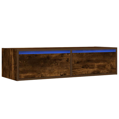 TV Cabinet with LED Lights Smoked Oak 100X35,5x25 cm