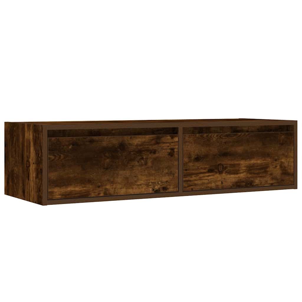 TV Cabinet with LED Lights Smoked Oak 100X35,5x25 cm