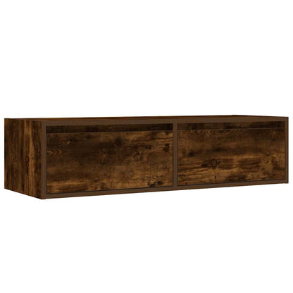 TV Cabinet with LED Lights Smoked Oak 100X35,5x25 cm
