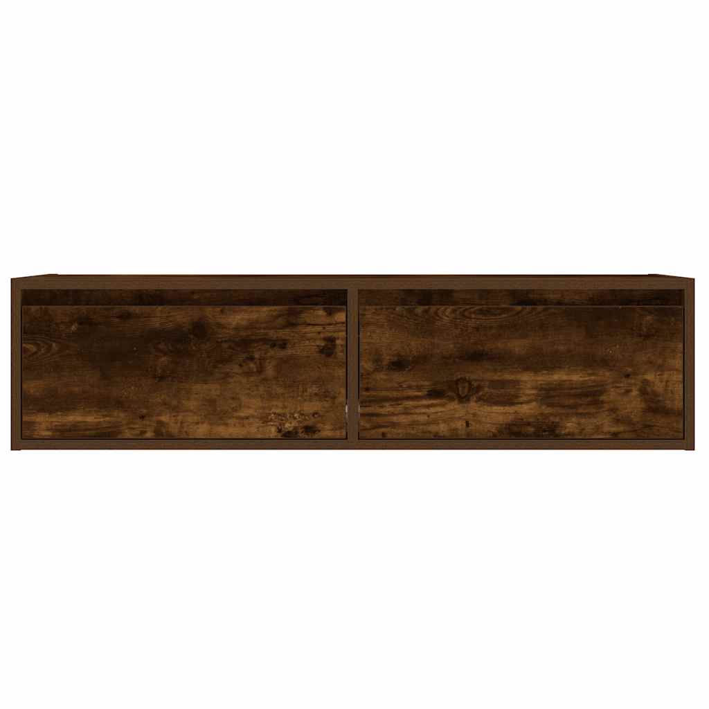 TV Cabinet with LED Lights Smoked Oak 100X35,5x25 cm