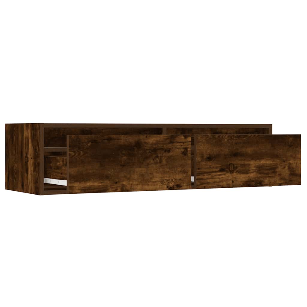 TV Cabinet with LED Lights Smoked Oak 100X35,5x25 cm