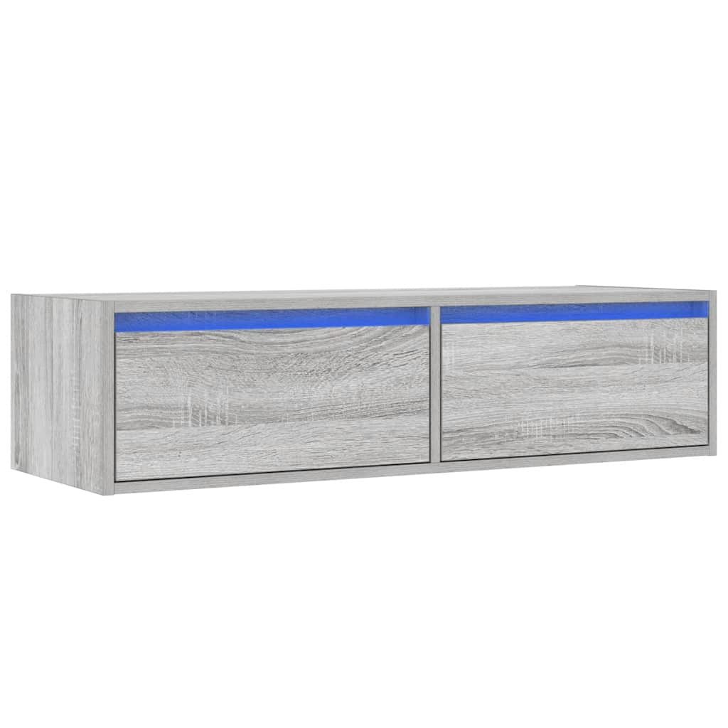 TV Cabinet with LED Lights Grey Sonoma 100X35,5x25 cm