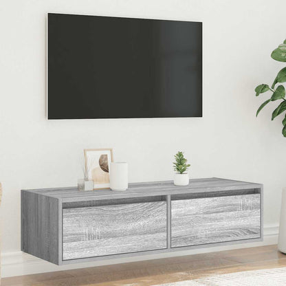 TV Cabinet with LED Lights Grey Sonoma 100X35,5x25 cm