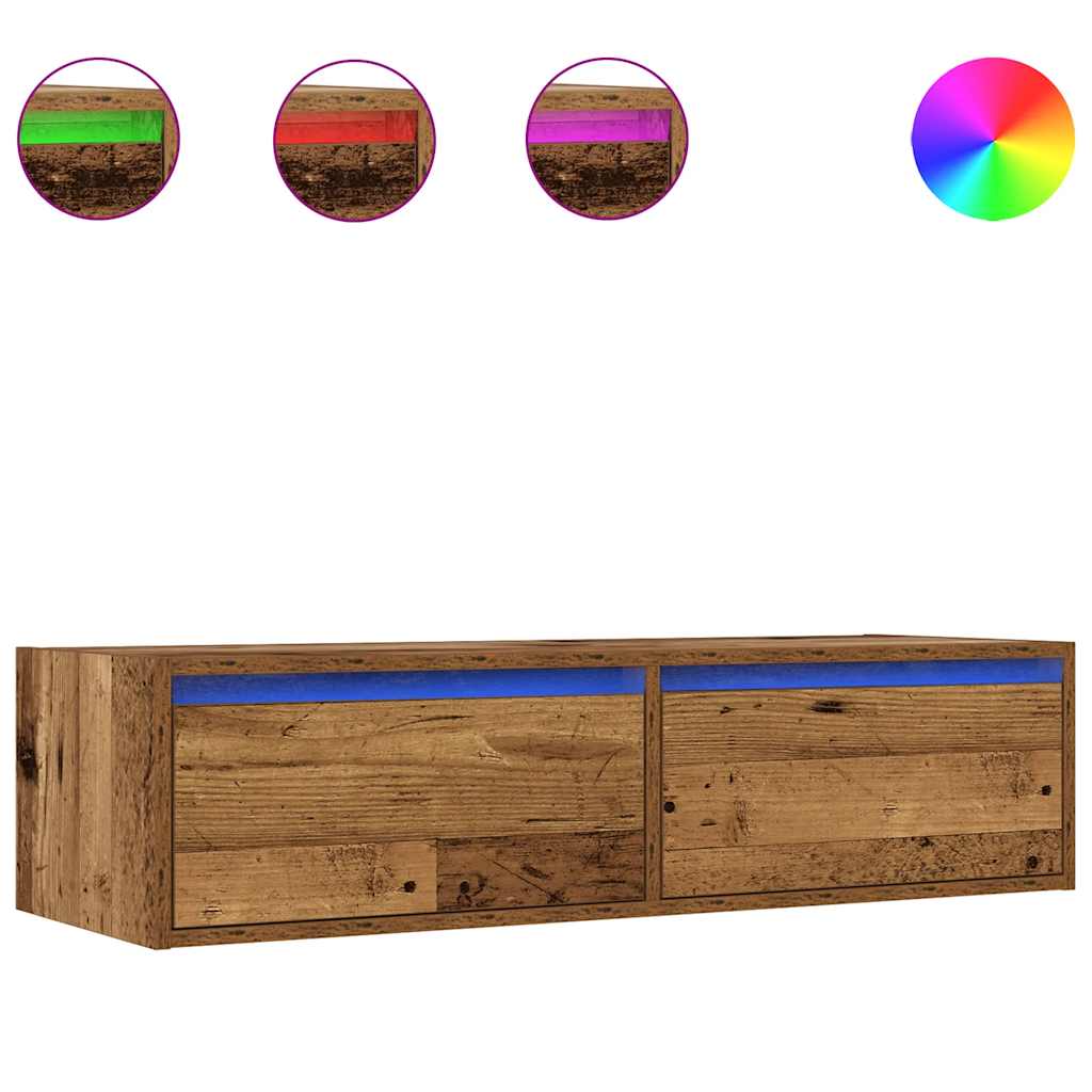 TV Cabinet with LED Lights Old Wood 100X35,5x25 cm