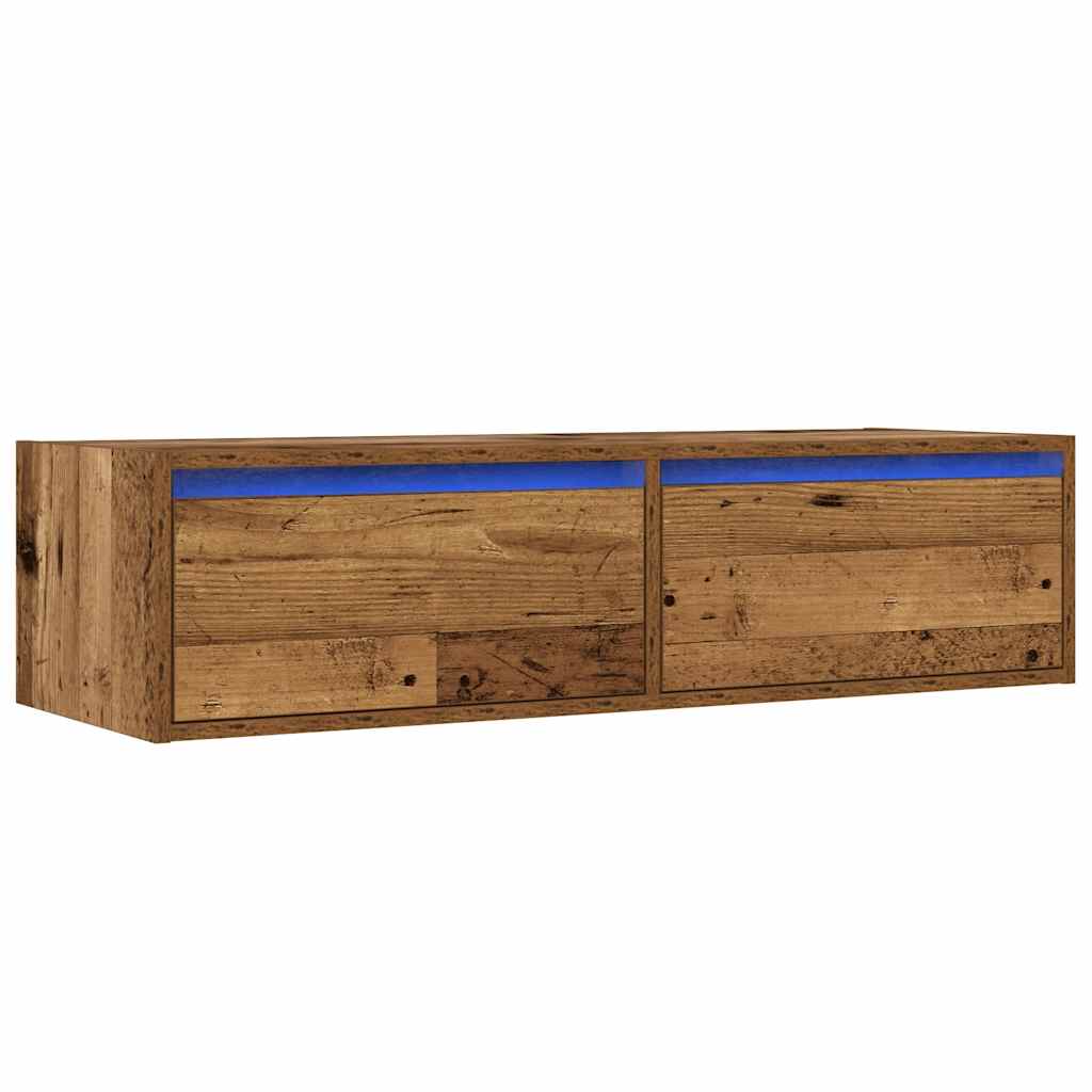 TV Cabinet with LED Lights Old Wood 100X35,5x25 cm